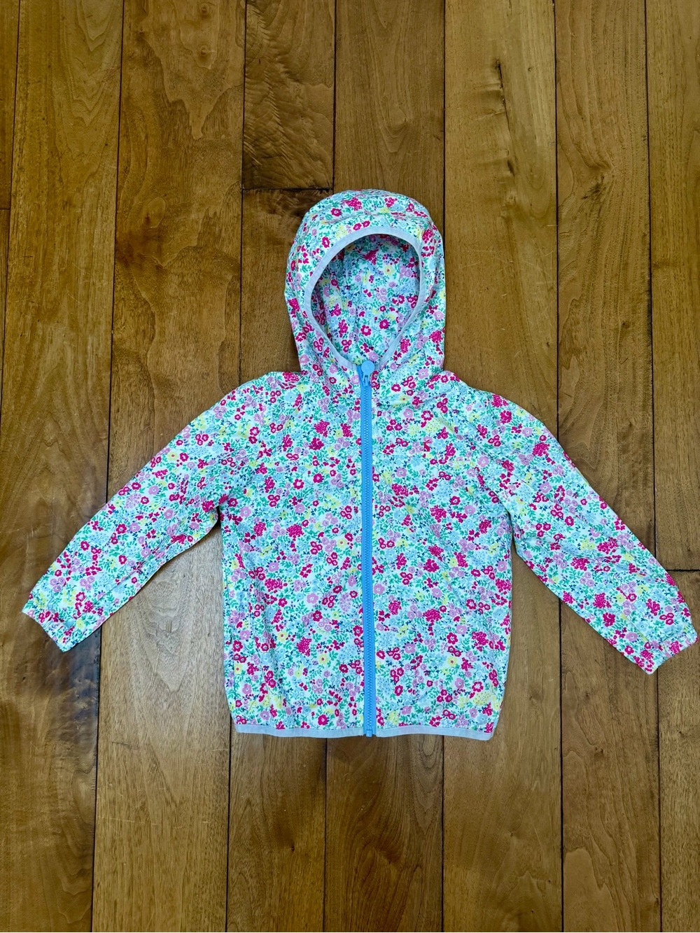 Joules Right As Rain Girls 7Y Floral Packable Hooded Rain Jacket